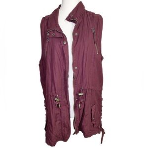 Jade & Ivory Women's Utility Vest- Burgundy